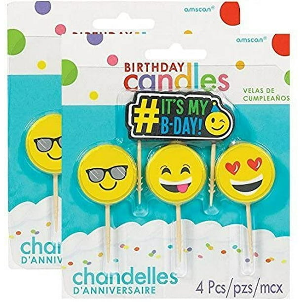 Emoji Pick Candle Set 4 ct, Amscan 2 pack Emoji Pick Candle Set 4 ct, Amscan 2 pack